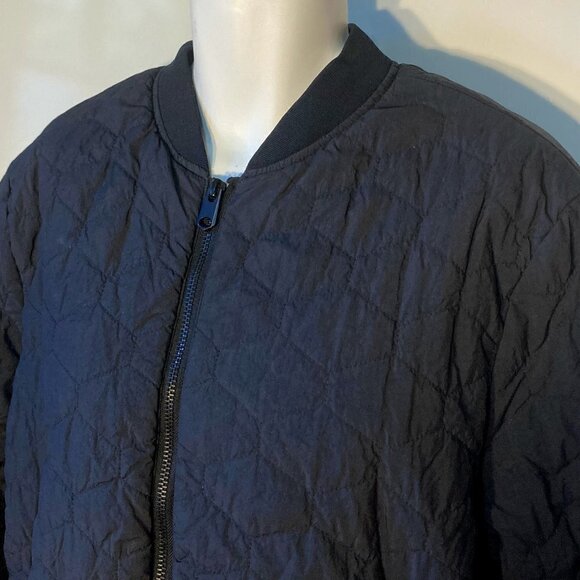 H&M SZ L Black Quilted Puffer Parka Jacket Coat longer length - Picture 2 of 9